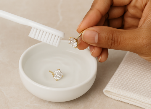Gold & Diamond Stud Earrings